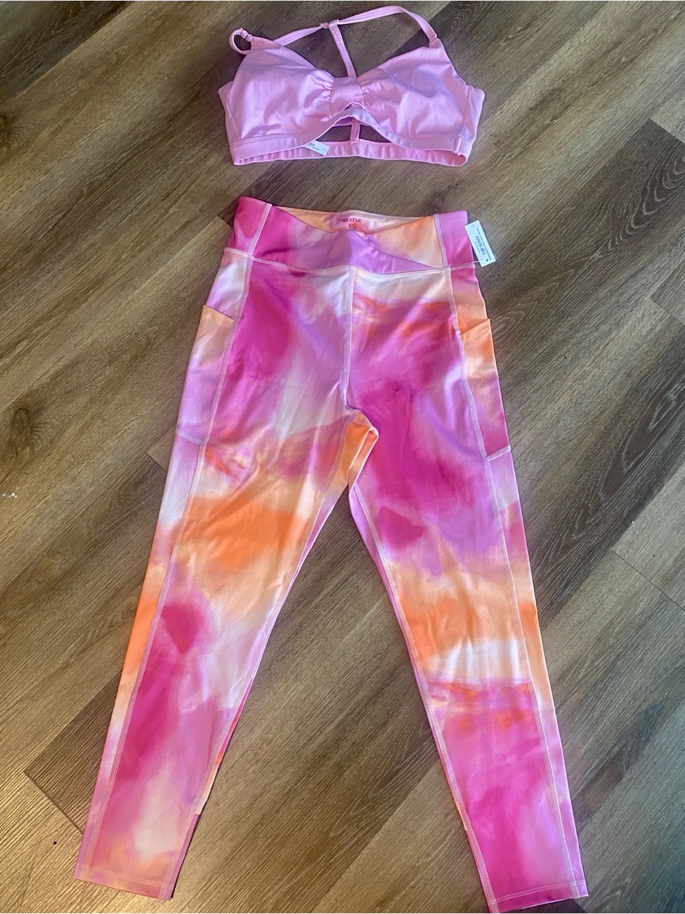 Adore Me Pink & Orange Tie-Dye Leggings & Sports Bra